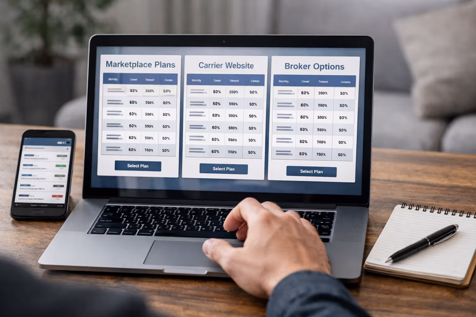 Comparing dental insurance options online on a laptop